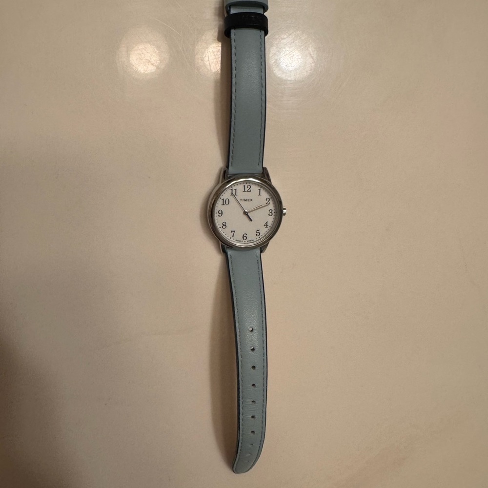 Timex Easy Reader Silver Watch with Light Blue Strap